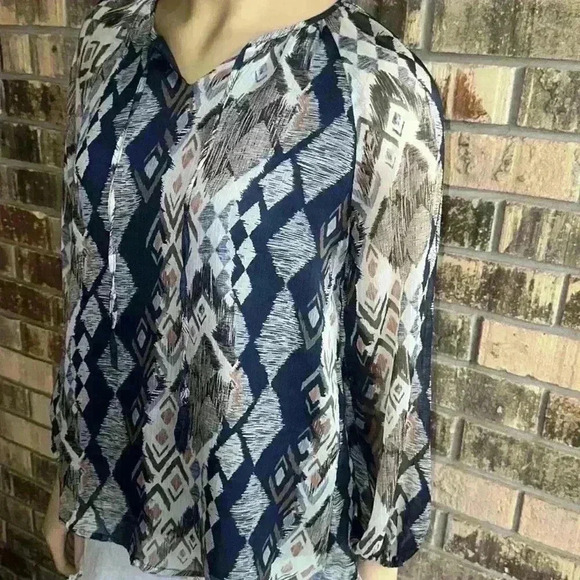 Hayden Los Angeles women’s long sleeve business casual printed top size S - Picture 6 of 9